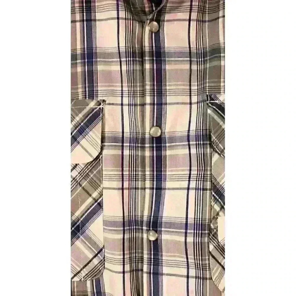 Haband Travelers Pear Snaps Plaid Pocketed Short Sleeve Men's Shirt Size M - Picture 5 of 7
